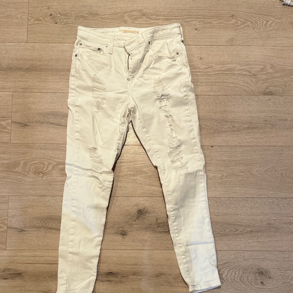 Levi's White Distressed Skinny Jeans